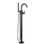 Trinsic Single Handle Floor Mount Tub Filler Trim w/ Hand Shower (Matte Black), T4759-BLFL