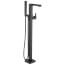 Ara Single Handle Floor Mount Tub Filler Trim w/ Hand Shower (Matte Black), T4767-BLFL