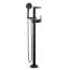 Galeon Single Handle Floor Mount Tub Filler Trim w/ Hand Shower (Matte Black), T4771-BLFL