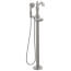 Cassidy Single Handle Floor Mount Tub Filler Trim w/ Hand Shower, No Handles Included (Stainless Steel), T4797-SSFL-LHP