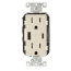 Decora Tamper Resistant Duplex Receptacle Outlet and 5.1A USB Charger - Light Almond (15A, 125V)