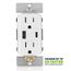 15A Decora Tamper-Resistant Duplex Receptacle w/ 60W USB Dual Type A/C Power Delivery Wall Outlet Charger - White