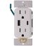 15A Decora Tamper-Resistant Duplex Receptacle w/ 60W USB Dual Type A/C Power Delivery Wall Outlet Charger - White