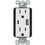15A Decora Tamper-Resistant Duplex Receptacle w/ 18W USB Dual Type A/C Wall Outlet Charger - White