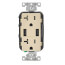 Combination Duplex Receptacle/Outlet and 3.6A USB Charger - Ivory (20A, 125V)