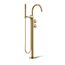 Components Floor Mount Bath Filler Trim w/ Industrial Handles And Handshower (Vibrant Brushed Moderne Brass)