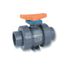 1/2" TBH Series True Union PVC Ball Valve w/ Socket and Threaded Ends, FPM O-ring (Gray)