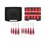 Phillips, Slotted, Torx, Square Screwdriver Set w/ Open Top Drawer and Rack - 4" Shanks, 18-Piece (#0 - #3, 3 - 8mm, T10 - T30, #1 - #2)