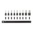 3/8" Drive Hex Impact Bit Socket Set with Rail, 9-Piece (5/32 - 9/16")