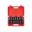 1/2" Drive Deep 6-Point and 12-Point Axle Nut Impact Socket Set with Case, 14-Piece (27-39mm)