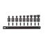 3/8" Drive 6-Point Universal Joint Impact Socket Set with Rail, 9-Piece (5/16-3/4")