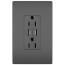 3.1A USB Chargers w/ Tamper-Resistant Duplex 15A Receptacles - Black (15A, 125V)