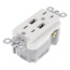 3.1A USB Chargers w/ Tamper-Resistant Duplex 15A Receptacles - White (15A, 125V)