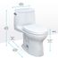 Ultramax II 1.28 GPF One-Piece Elongated Toilet w/ CEFIONTECT Ceramic Glaze, SoftClose Seat, & Tornado Flush (Cotton White)
