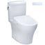 WASHLET+ Aquia IV Cube Two-Piece Elongated Dual Flush 1.28 and 0.9 GPF Toilet with S7 Contemporary Bidet Seat, Cotton White - MW4364726CEMFGN#01