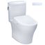 WASHLET+ Aquia IV Cube Two-Piece Elongated Dual Flush 1.28 and 0.9 GPF Toilet with Auto Flush S7 Contemporary Bidet Seat, Cotton White - MW4364726CEMFGNA#01