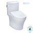 WASHLET+ Aquia IV Cube Two-Piece Elongated Dual Flush 1.28 and 0.9 GPF Toilet with Auto Flush S7 Contemporary Bidet Seat, Cotton White - MW4364726CEMFGNA#01