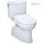 WASHLET+ Vespin II Two-Piece Elongated 1.28 GPF Toilet with Auto Flush WASHLET+ S7 Contemporary Bidet Seat, Cotton White - MW4744726CEFGA#01