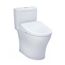 WASHLET+ Aquia IV One-Piece Elongated Dual Flush 1.28 and 0.9 GPF Toilet with Auto Flush S7A Contemporary Bidet Seat, Cotton White - MW6464736CEMFGNA#01