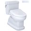 WASHLET+ Eco Guinevere Elongated 1.28 GPF Universal Height Toilet and S7A Classic Bidet Seat with Auto Open/Close, Cotton White - MW9744734CEFG#01