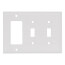 3-Gang Combination Wall Plate, 2 Toggle & 1 Decorator - White