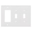 3-Gang Combination Wall Plate, 2 Toggle & 1 Decorator - White
