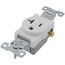 Commercial Grade Tamper-Resistant Flush Single Receptacle, 20A, 2P, 3W, NEMA  5-20R, Side Wire - White (125V)