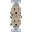 Residential Grade Tamper-Resistant Flush Duplex Receptacle, 15A, 2P, 3W, NEMA  5-20R, Side & Push Wire - Ivory (125V)