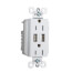 Fed Spec Grade USB Charger w/ Tamper-Resistant 15A Duplex Receptacle - White