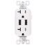 Fed Spec Grade USB Charger w/ Tamper-Resistant 20A Duplex Receptacle - White