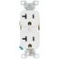 Commercial Grade Tamper-Resistant Flush Duplex Receptacle, Auto-Grounding, 20A, 2P, 3W, NEMA  5-20R, Back & Side Wire - White (125V)