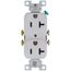 Commercial Grade Tamper-Resistant Flush Duplex Receptacle, 20A, 2P, 3W, NEMA  5-20R, Side Wire - White (125V)