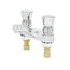 Metering Bathroom Faucet, Deck Mount, 4" Centers, VR 2.2 GPM Aerator, Push Button Handles (Polished Chrome), B-0831-VR