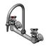 Lab Mixing Faucet, Wall Mounted, Swivel Gooseneck, Serrated Tip, 4-Arm Handles (Chrome), BL-5725-02