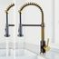 Edison Single Handle Pull-Down Sprayer Kitchen Faucet (Matte Brushed Gold/Matte Black), VG02001MGMB