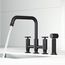 Cass Two-Handle Widespread Bridge Kitchen Faucet w/ Side Sprayer (Matte Black), VG02051MB