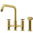 Cass Two-Handle Widespread Bridge Kitchen Faucet w/ Side Sprayer (Matte Brushed Gold), VG02051MG