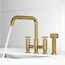 Cass Two-Handle Widespread Bridge Kitchen Faucet w/ Side Sprayer (Matte Brushed Gold), VG02051MG