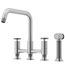 Cass Two-Handle Widespread Bridge Kitchen Faucet w/ Side Sprayer (Stainless Steel), VG02051ST