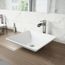 Hibiscus Matte Stone 16" x 16" x 5" Square Vessel Bathroom Sink (Modern White)