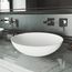 Lotus Matte Stone 16" x 16" x 5" Round Vessel Bathroom Sink (Modern White)