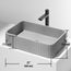 Windsor Concreto Stone 21" x 14" x 5" Rectangular Fluted Bathroom Vessel Sink (Ash-Gray)