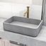 Windsor Concreto Stone 21" x 14" x 5" Rectangular Fluted Bathroom Vessel Sink (Ash-Gray)