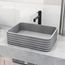 Cadman Concreto Stone 18" x 13" x 5" Rectangular Fluted Bathroom Vessel Sink (Ash-Gray)