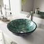 Giovanni Glass 17" x 17" x 6" Round Vessel Bathroom Sink (Oceania Blue)