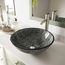 Giovanni Glass 17" x 17" x 6" Round Vessel Bathroom Sink (Titanium Gray)