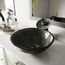 Giovanni Glass 17" x 17" x 6" Round Vessel Bathroom Sink (Onyx Gray)
