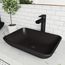 Sottile Glass 18" x 13" x 4" Vessel Bathroom Sink (Black MatteShell)