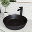 Noma Glass 17" x 17" x 4" Round Vessel Bathroom Sink (Black MatteShell)