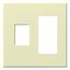 Architectural 2 Gang Wall Plate for 1 Nova T Dimmer (Left), 1 Accessory (Right), Matte Finish, Almond,